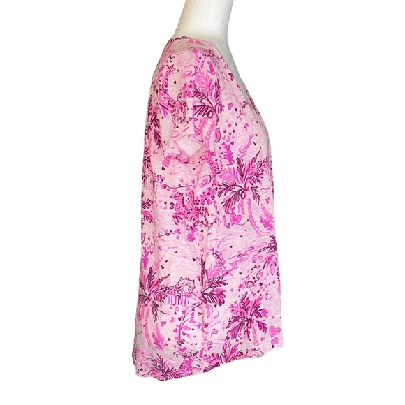 Lilly Pulitzer Etta Pink Blossom Wild About You Short Sleeve Tee - S - Picture 7 of 14